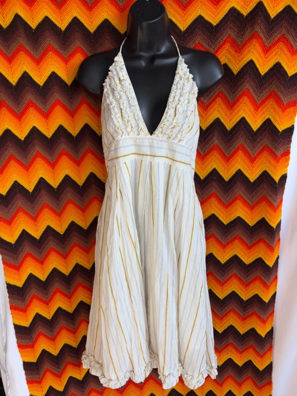 J. Crew Summer Linen Dress (Ruffles!) Size 10, EUC, ~18” PTP, 38” L